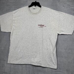 Cowboy Firefighter Graphic T Shirt Mens 2XL Gray Cotton Blend Gildan